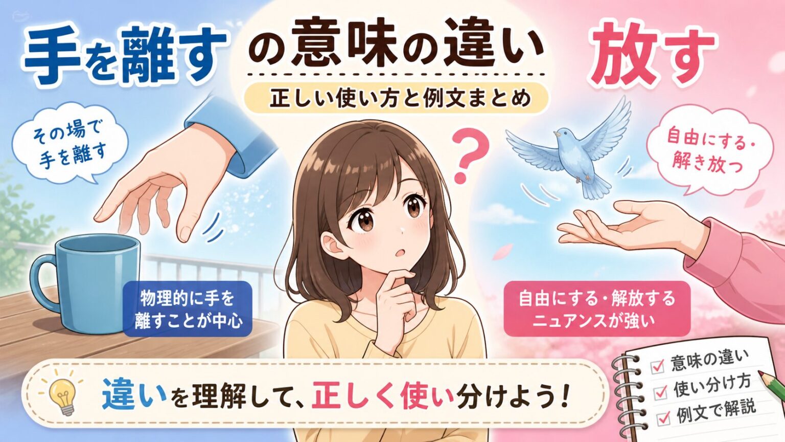 手を離す・放すの意味の違い|正しい使い方と例文まとめ | master of research